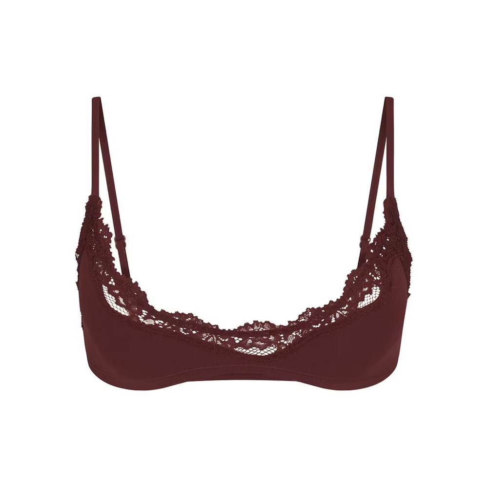 SKIMS Fits Everybody Lace Scoop Bralette Oxblood XL